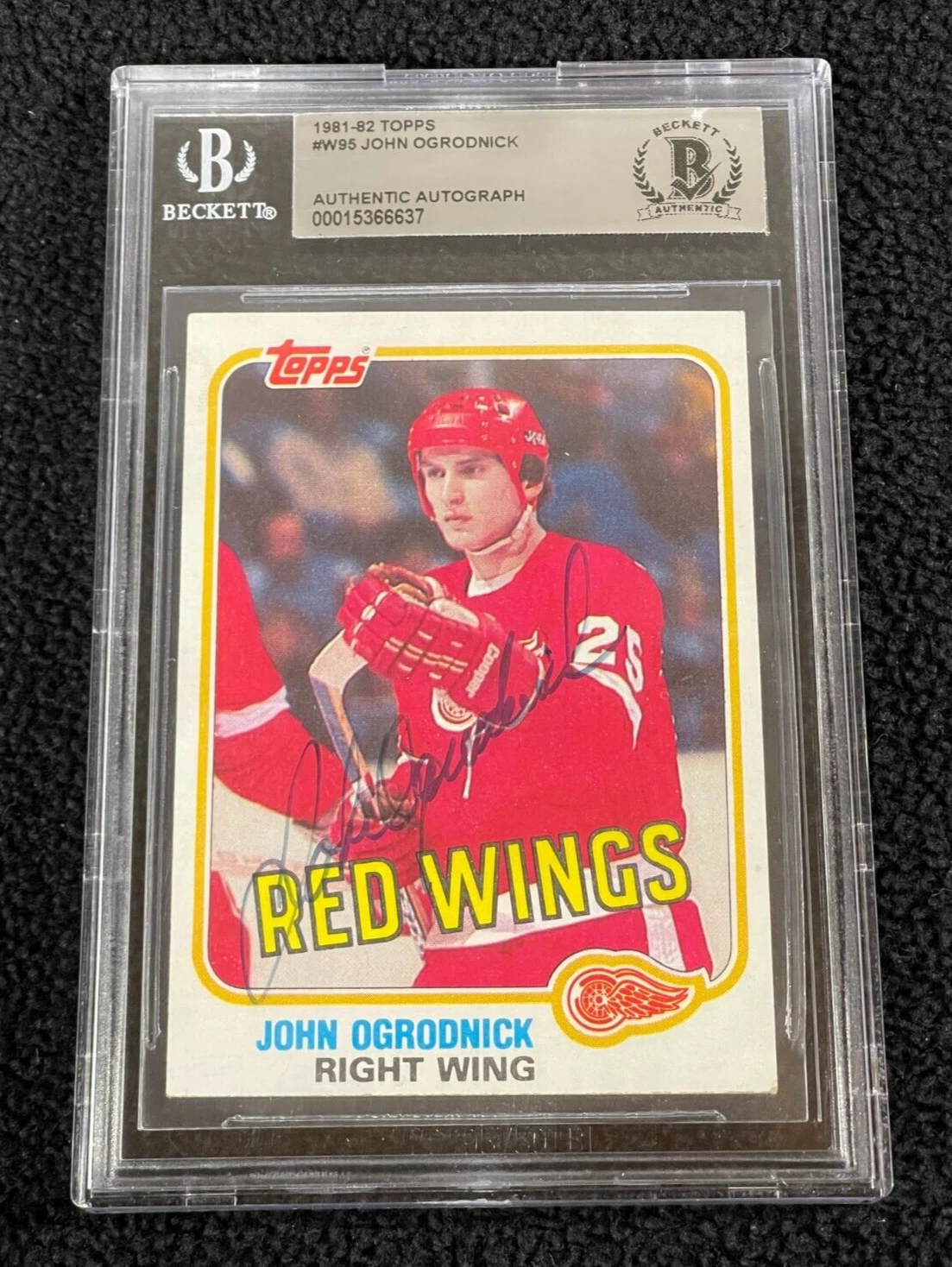 John Ogrodnick Signed 1981/82 Topps Card #95 Detroit Red Wings BAS Certified
