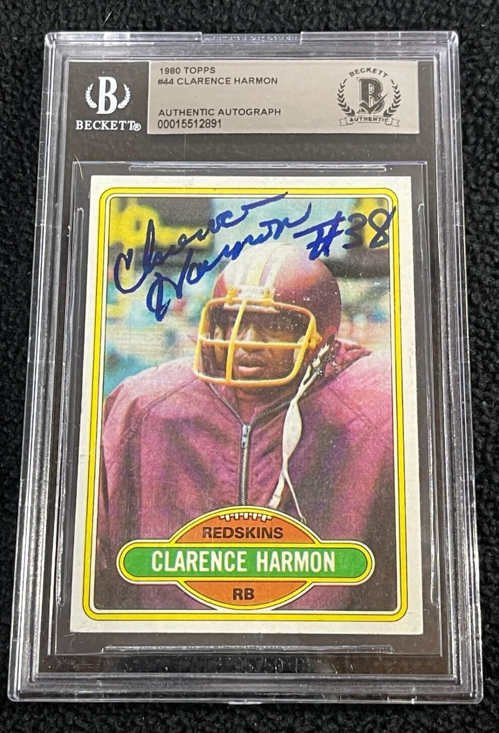 Clarence Harmon Signed 1980 Topps Card #44 Beckett Certified Washington Redskins
