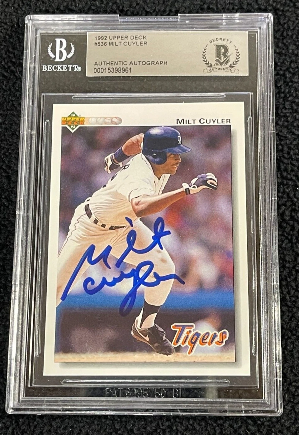 Milt Cuyler Signed 1992 Upper Deck Card #536 BAS Certified Detroit Tigers
