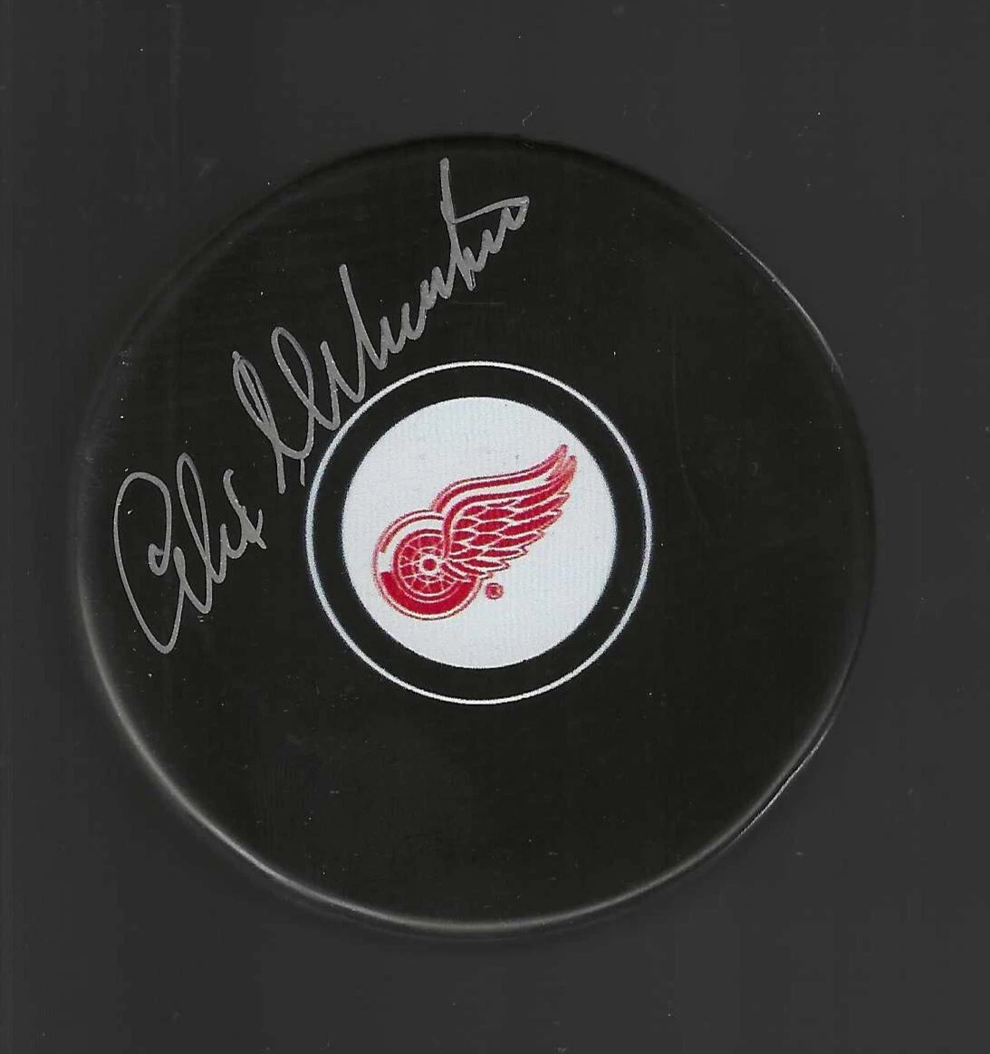 Alex Delvecchio Signed Detroit Red Wings Small Logo Puck
