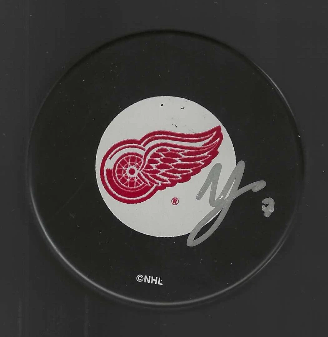 Ville Leino Signed Detroit Red Wings Puck
