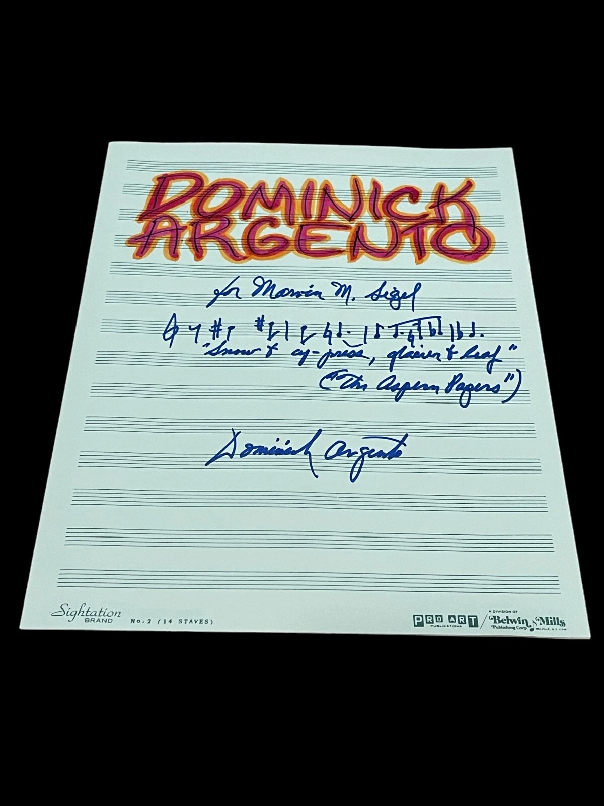 Dominick Argento The Aspern Papers Pulitzer Composer Signed Autograph Quote AMQ
