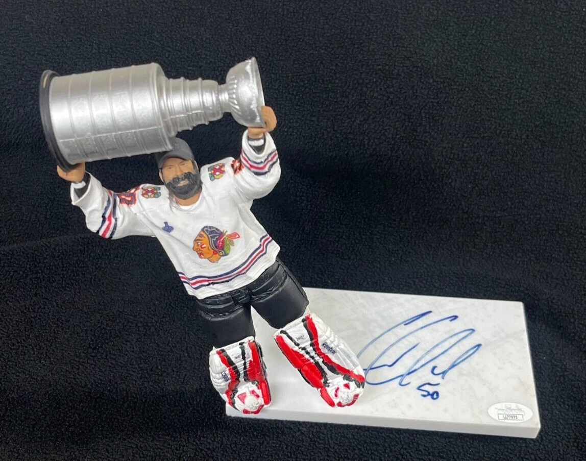 Corey Crawford Signed Chicago Blackhawks Custom Cup McFarlane Figure JSA COA
