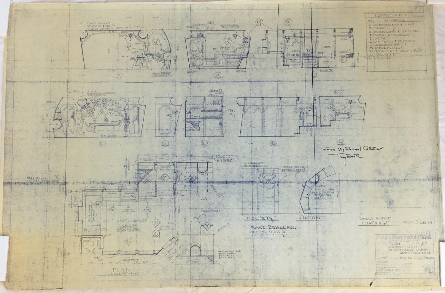 Tony Baxter 20,000 Leagues Under the Sea Disney Signed Autograph 28x43 Blueprint
