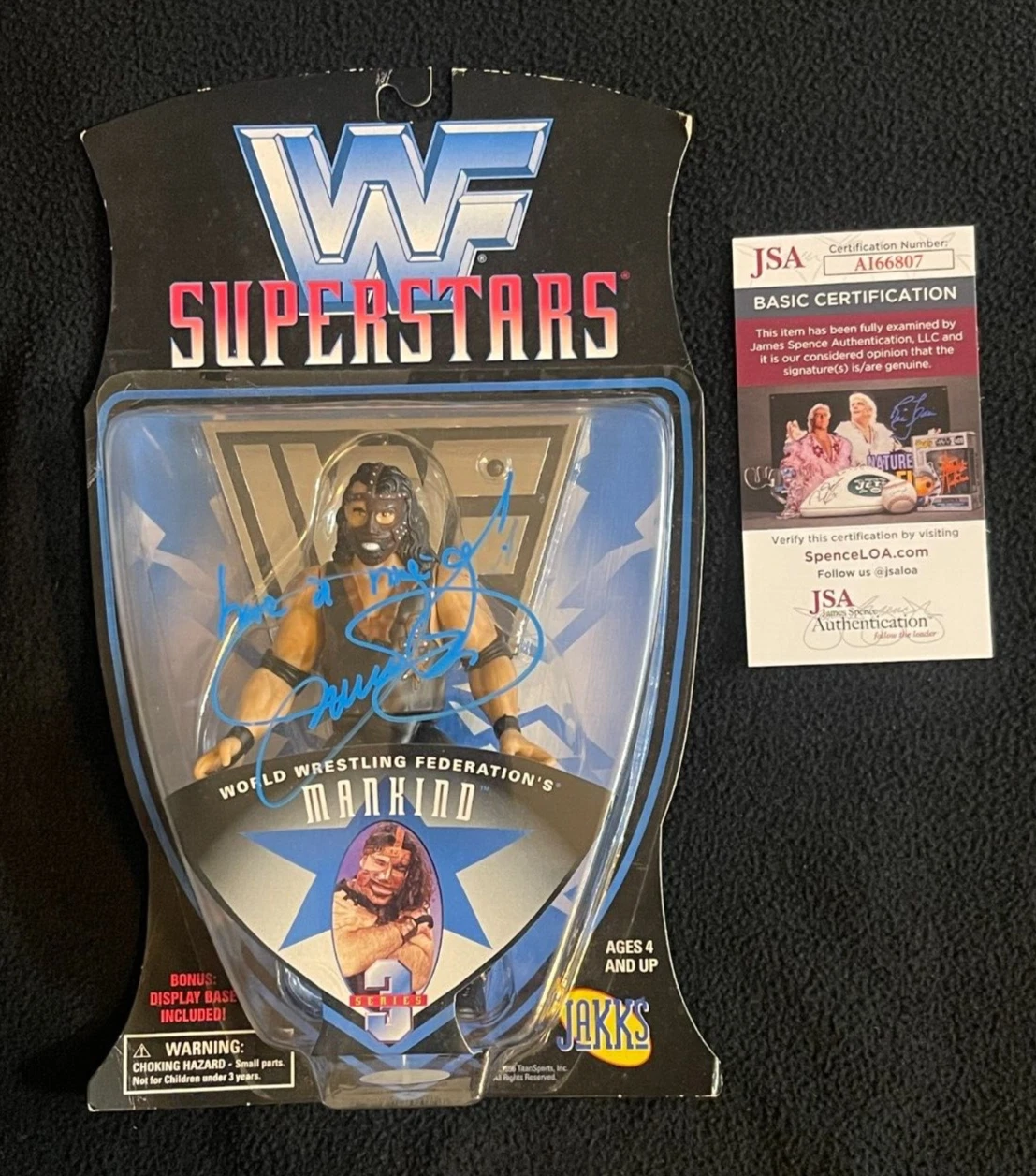 Mankind Signed WWE Superstars Jakks Pacific Action Figure JSA COA Mick Foley WWF
