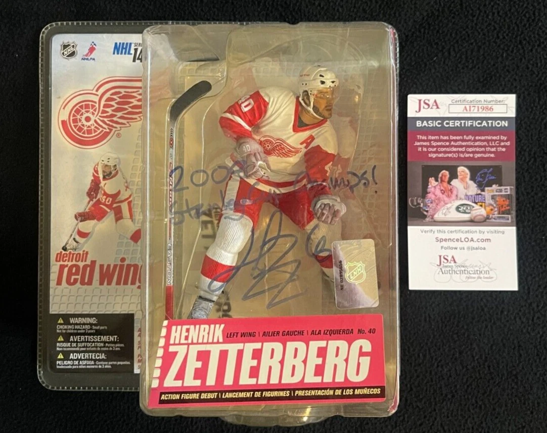 Henrik Zetterberg Signed & Inscribed Detroit Red Wings McFarlane Figure JSA COA
