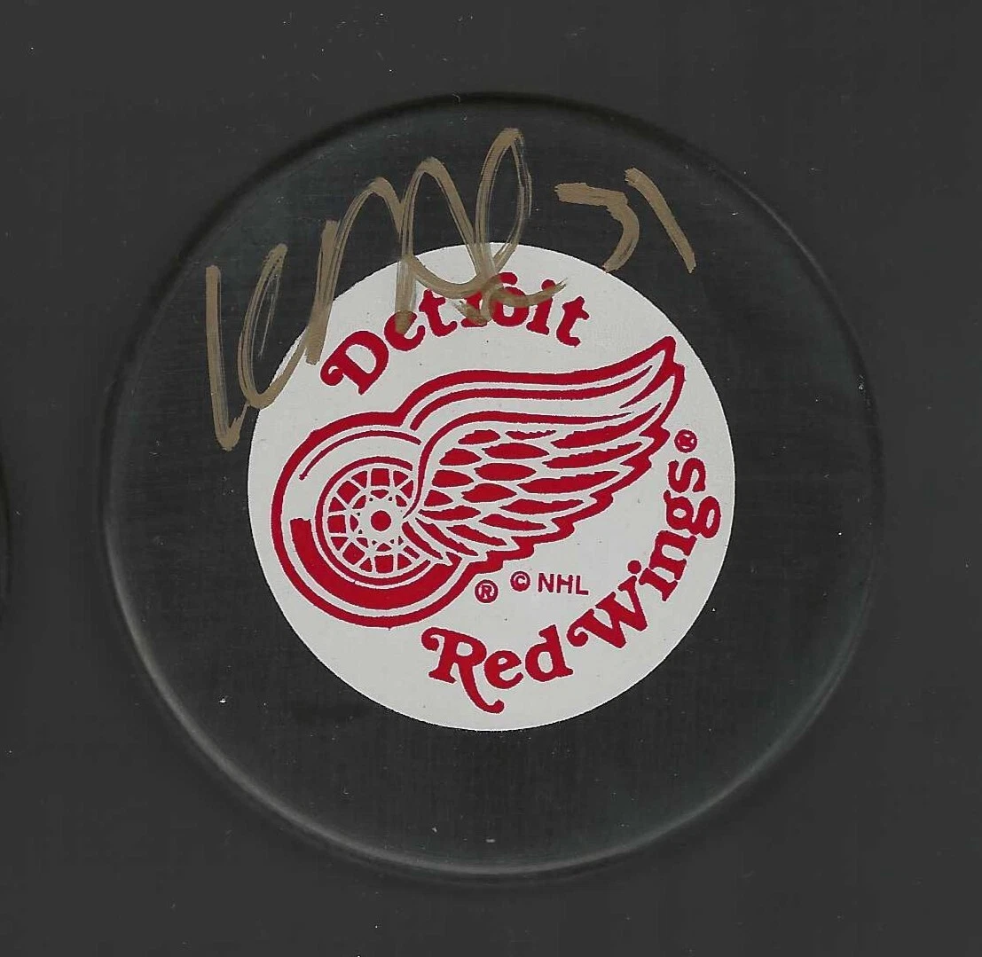 Kevin Hodson Signed Detroit Red Wings Trench Puck
