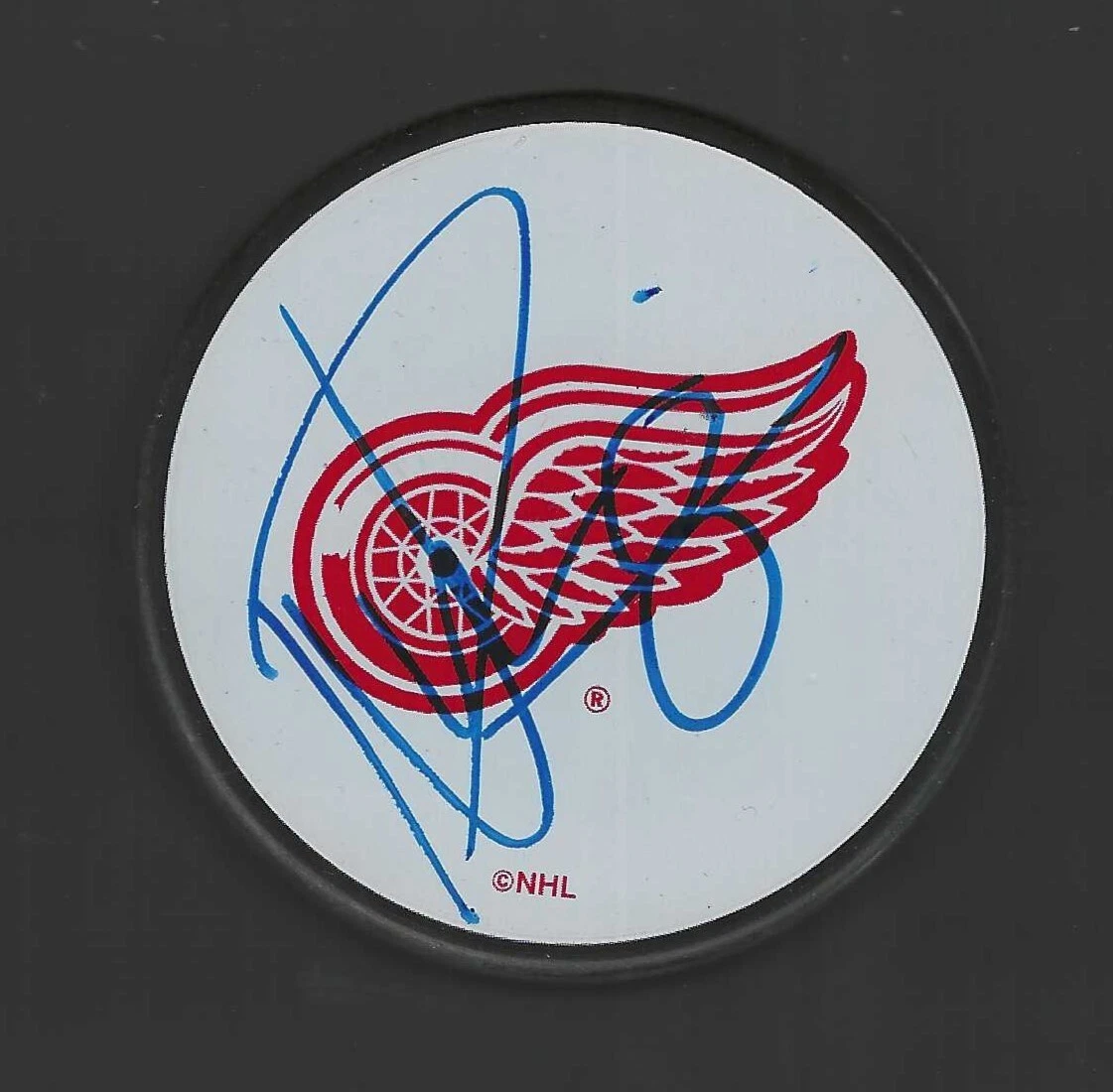 Nathan Robinson Signed Detroit Red Wings White Puck
