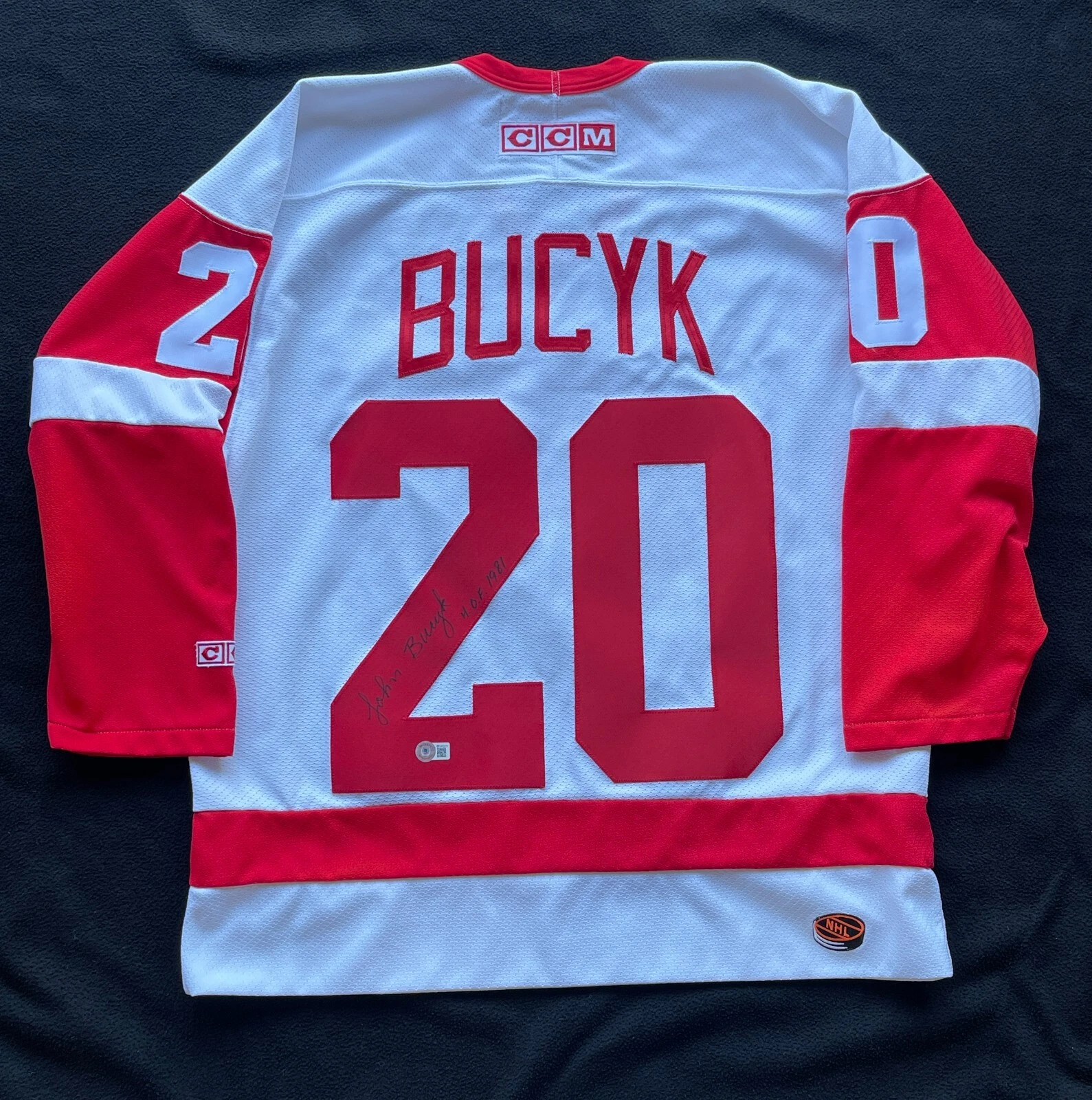 Johnny Bucyk Signed Detroit Red Wings CCM Jersey BAS COA
