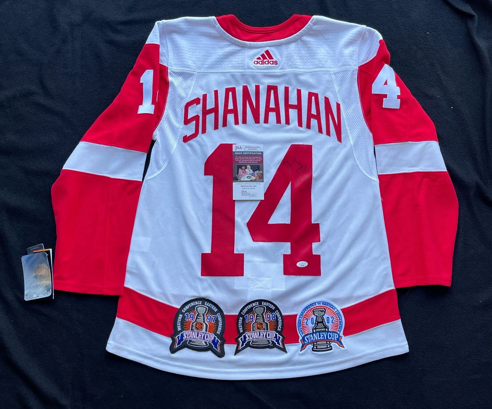 Brendan Shanahan Signed Detroit Red Wings Triple Cup Patch Adidas Jersey JSA COA
