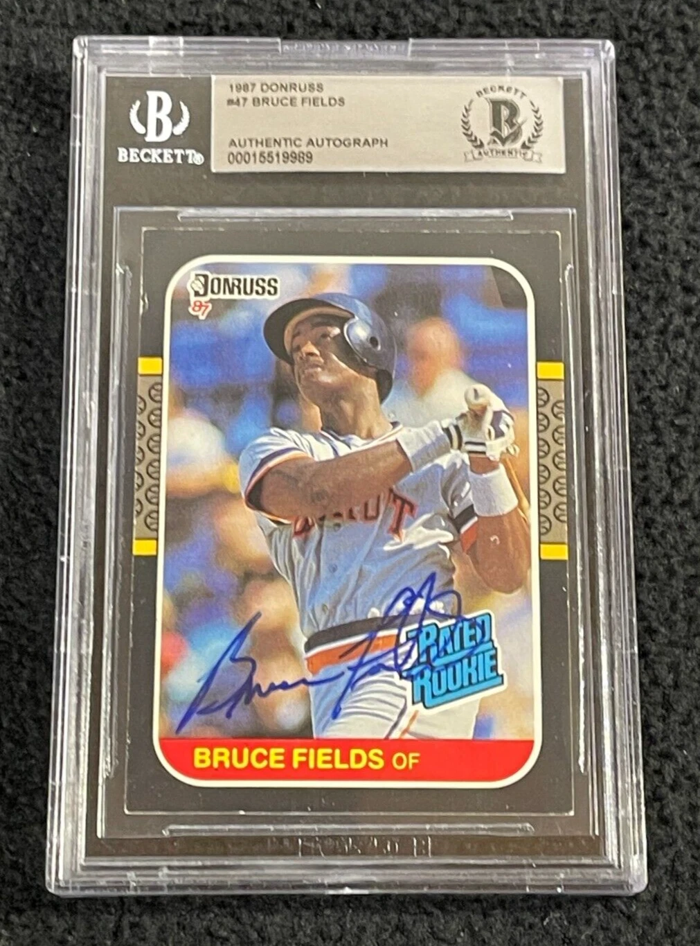 Bruce Fields Signed 1987 Donruss Card #47 BAS Certified Detroit Tigers
