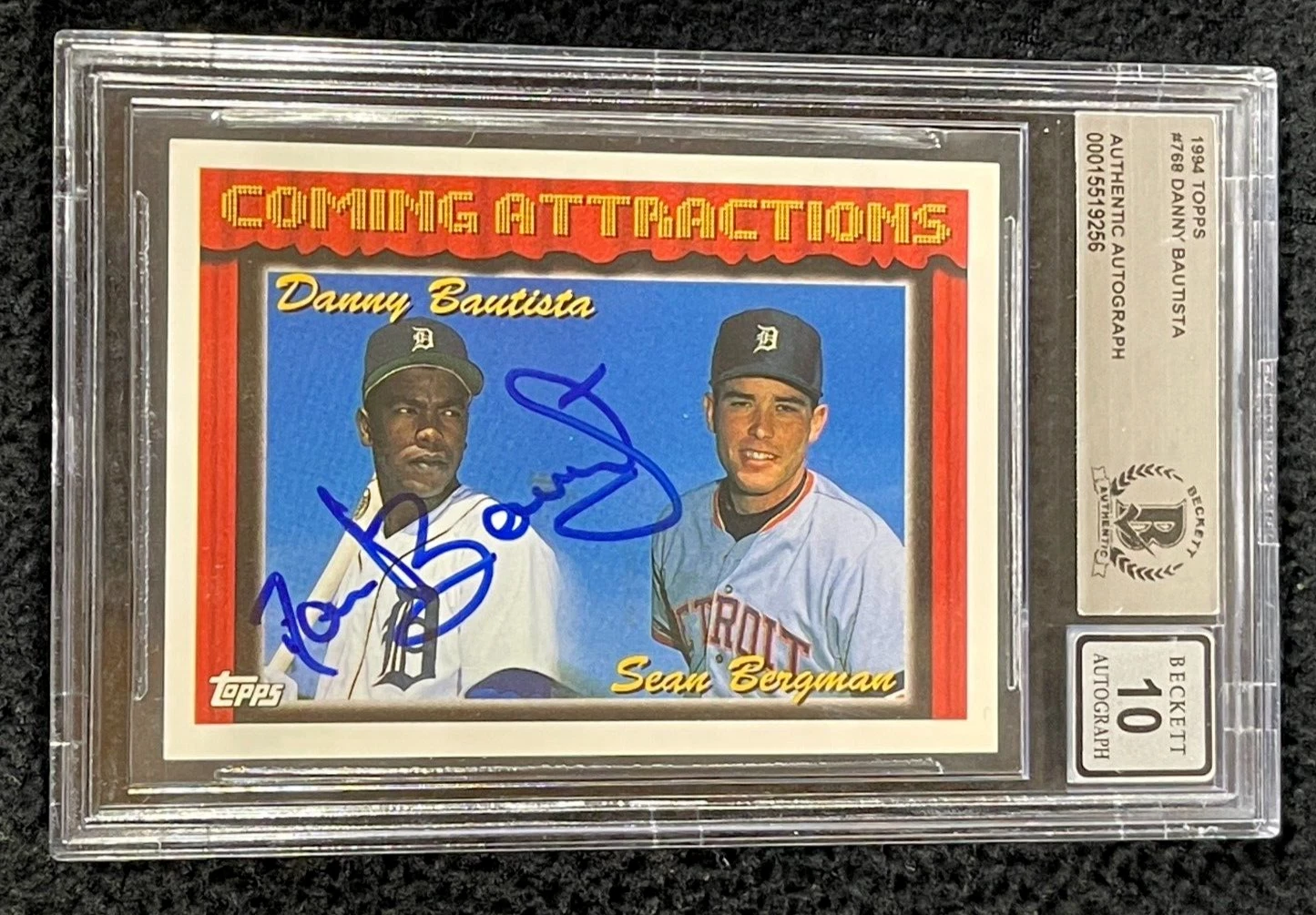 Danny Bautista Signed 1994 Topps Card #768 BAS Certified Auto Grade 10 Tigers
