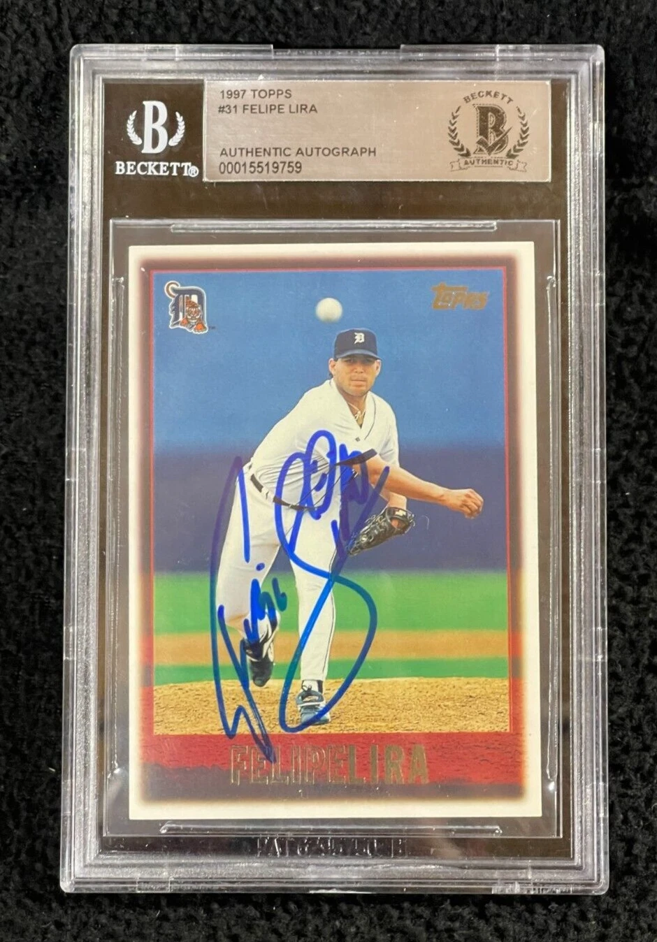 Felipe Lira Signed 1997 Topps Card #31 BAS Certified Detroit Tigers
