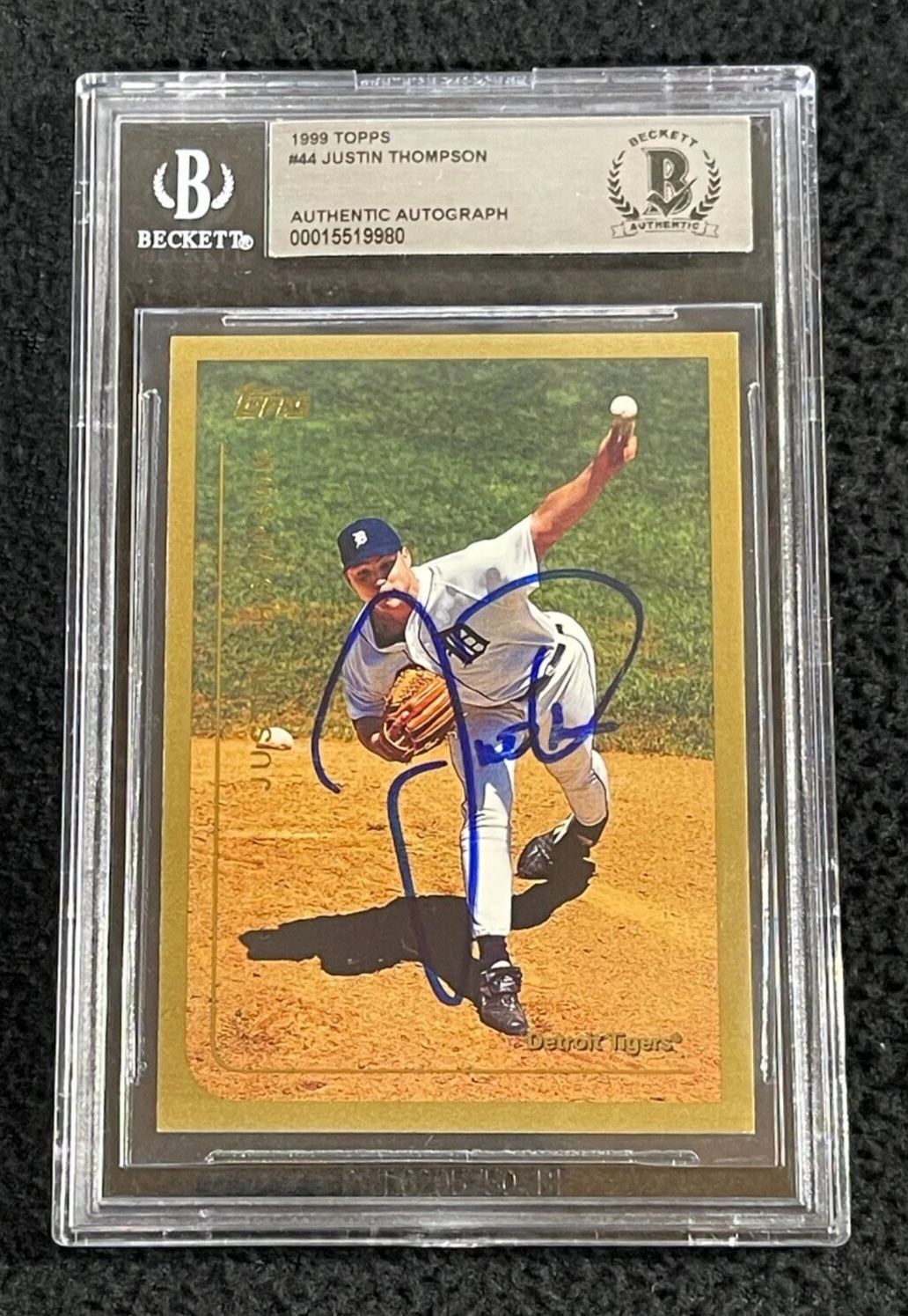 Justin Thompson Signed 1999 Topps Card #44 BAS Certified Detroit Tigers
