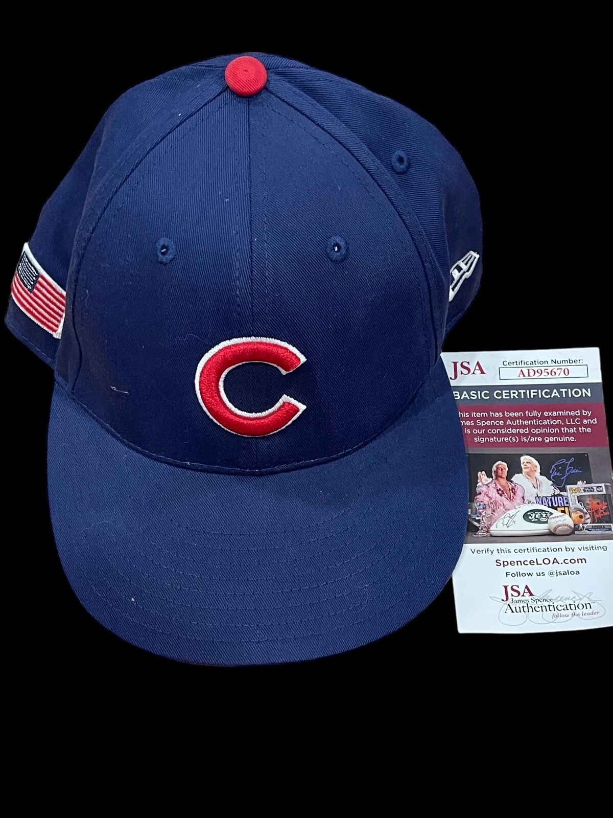 WAYNE MESSMER CHICAGO CUBS BLACKHAWKS ANNOUNCER SIGNED AUTOGRAPH BASEBAL CAP JSA COLLECTIBLE MEMORABILIA