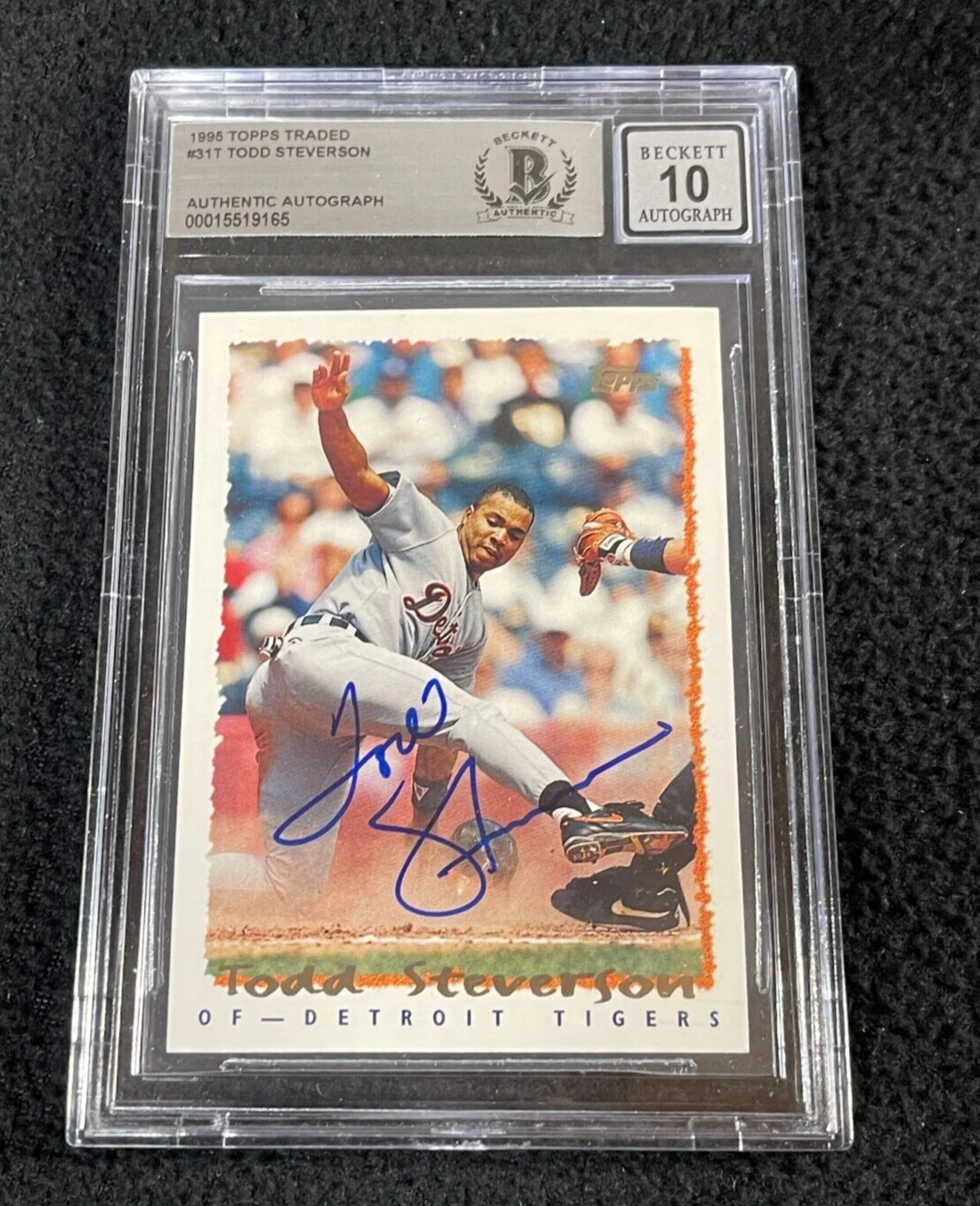 Todd Steverson Signed 1995 Topps Traded Card #31T BAS Certified Auto Grade 10
