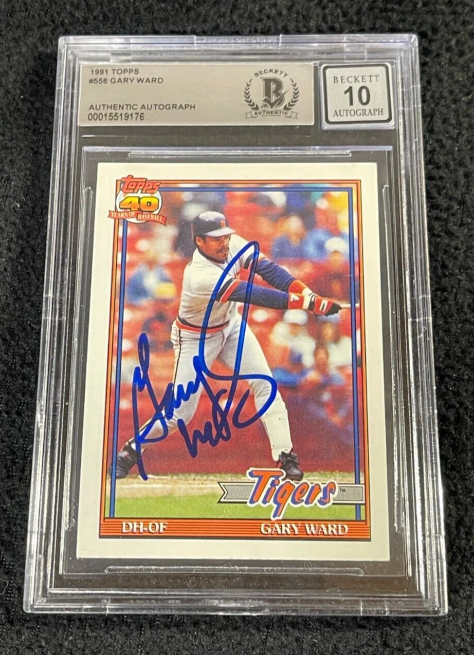 Gary Ward Signed 1991 Topps Card #556 BAS Certified Tigers Auto Grade 10

