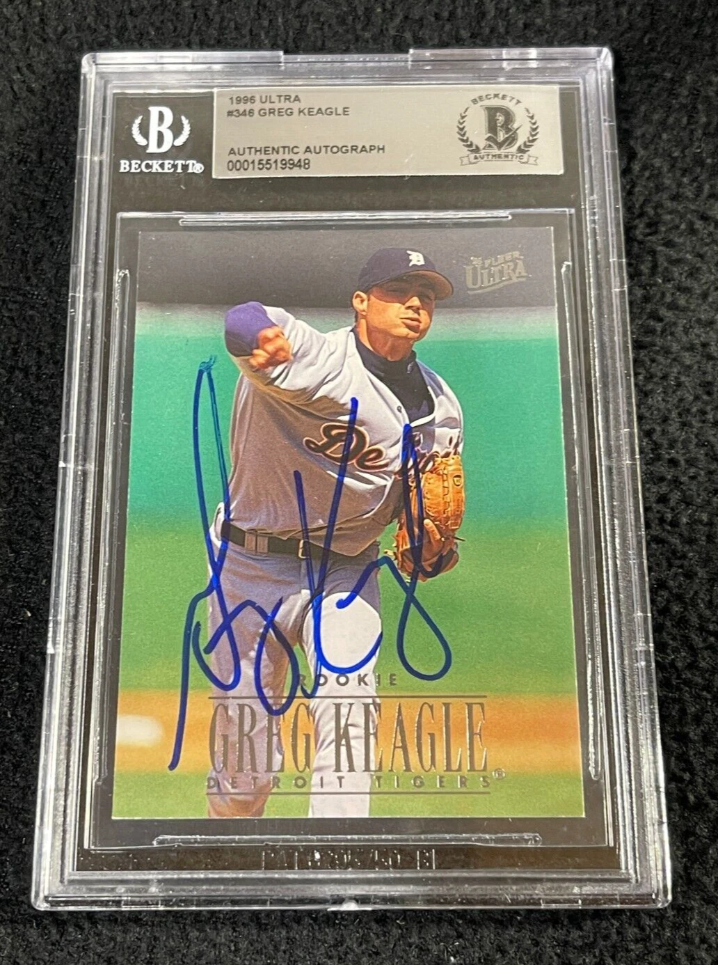 Greg Keagle Signed 1996 Fleer Ultra Card #346 BAS Certified Detroit Tigers
