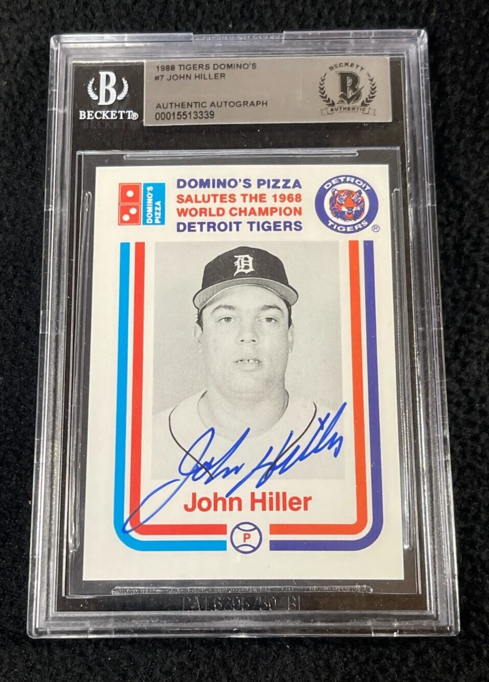 John Hiller Signed 1988 Domino's Pizza Card #7 BAS Certified Detroit Tigers
