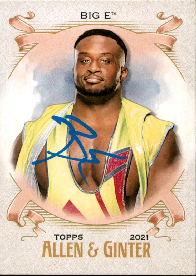 Big E Signed 2021 Topps Heritage WWE Allen & Ginter Card AG-6 New Day
