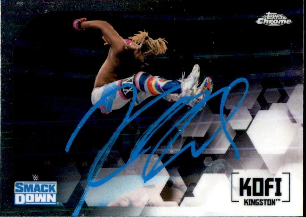 Kofi Kingston Signed 2020 Topps Chrome WWE Smack Down Card #38 New Day
