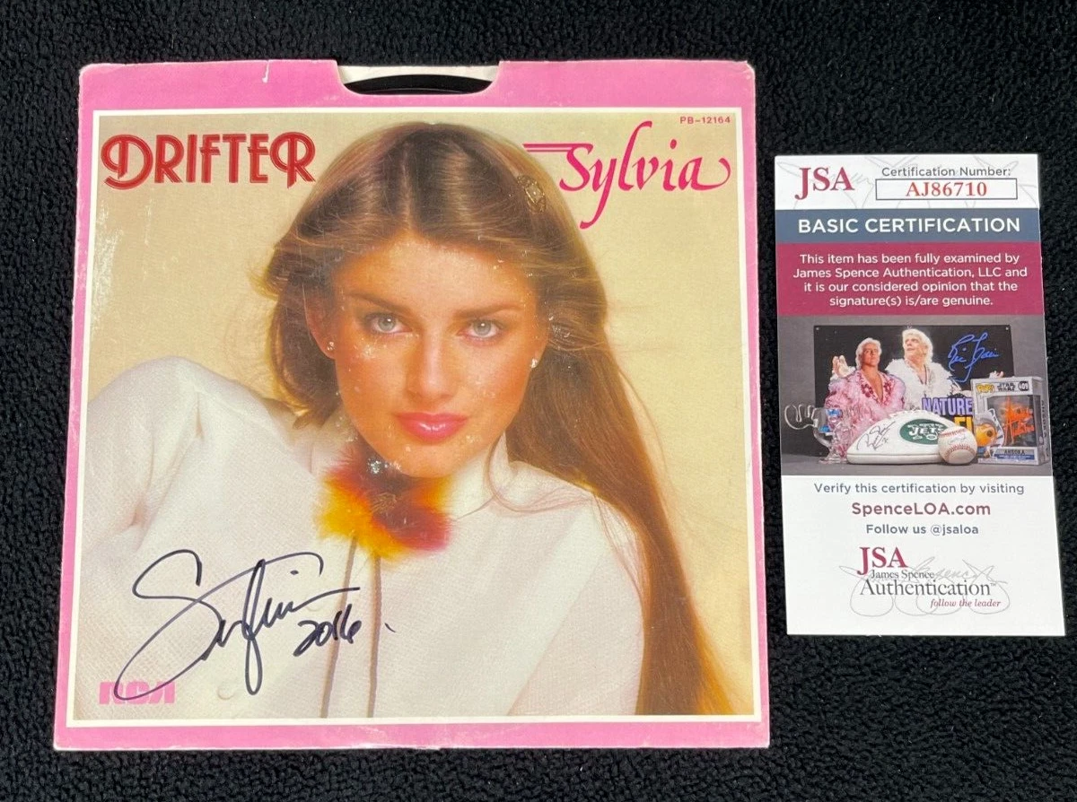 Sylvia Hutton Dual-Signed Drifter 45 RPM Album Cover JSA COA
