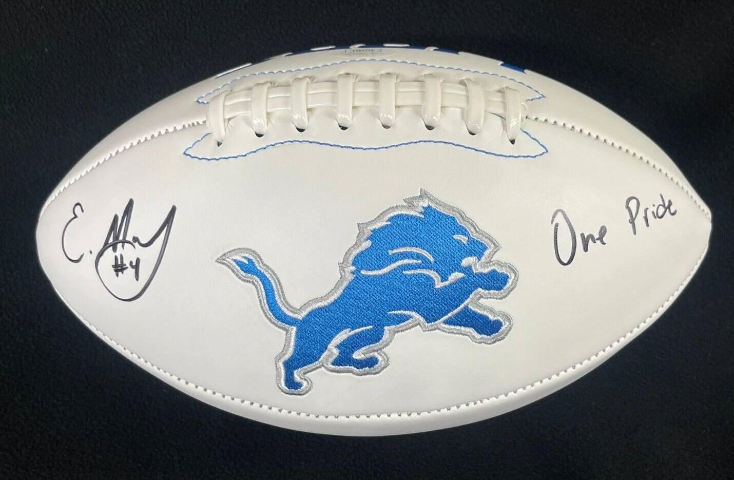 Emmanuel Moseley Signed & Inscribed Detroit Lions Football JSA COA
