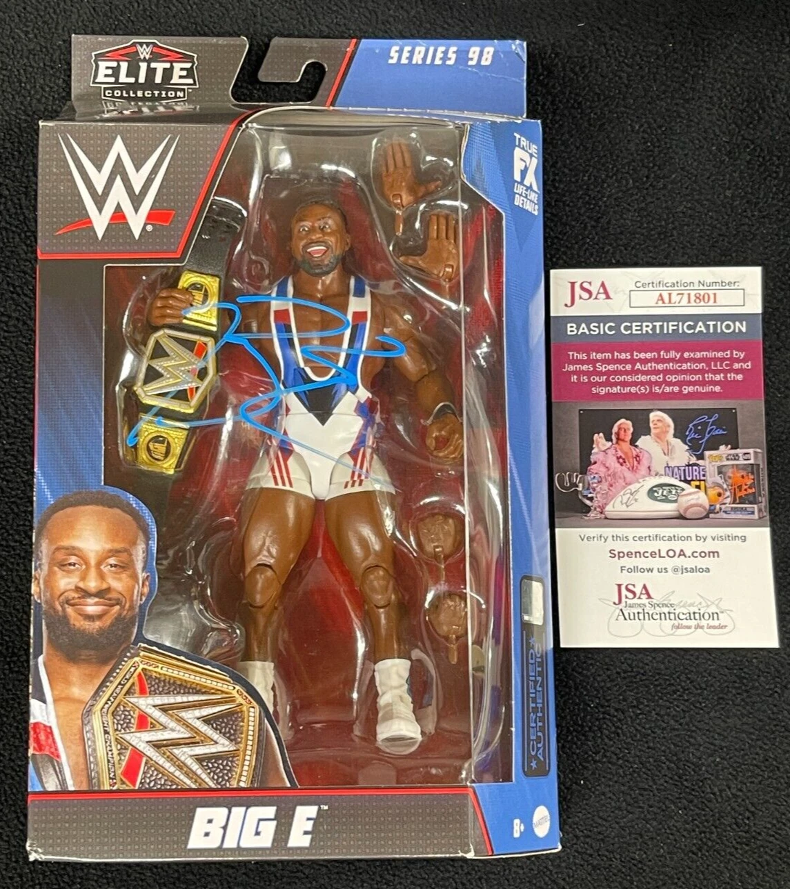 Big E Signed WWE Champion Elite Action Figure Series 98 JSA COA New Day
