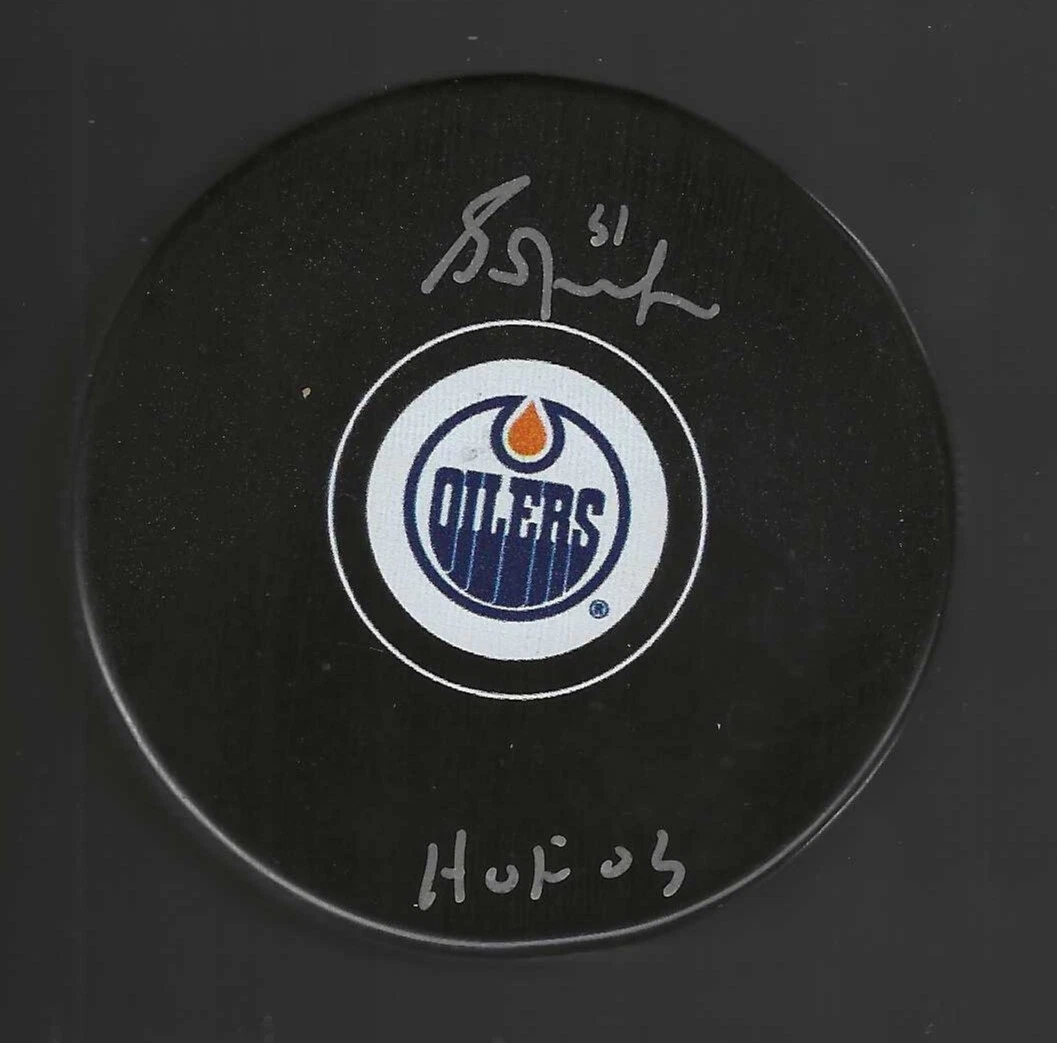 Grant Fuhr Signed & Inscribed HOF Edmonton Oilers Puck
