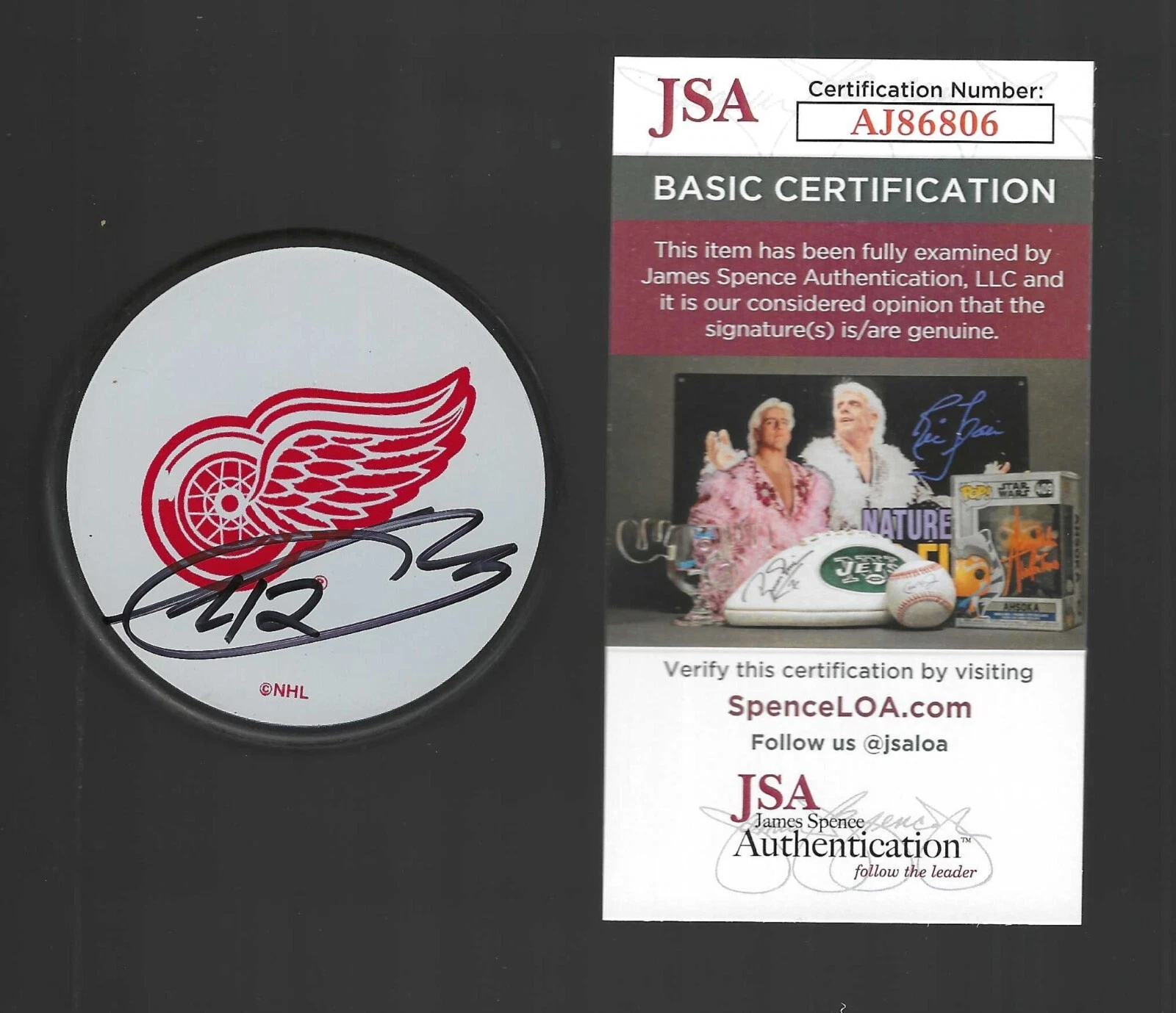 Sean Avery Signed Detroit Red Wings White Logo Puck JSA COA
