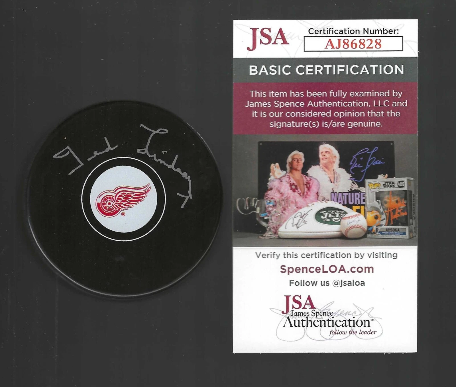 Ted Lindsay Signed Detroit Red Wings Puck JSA COA
