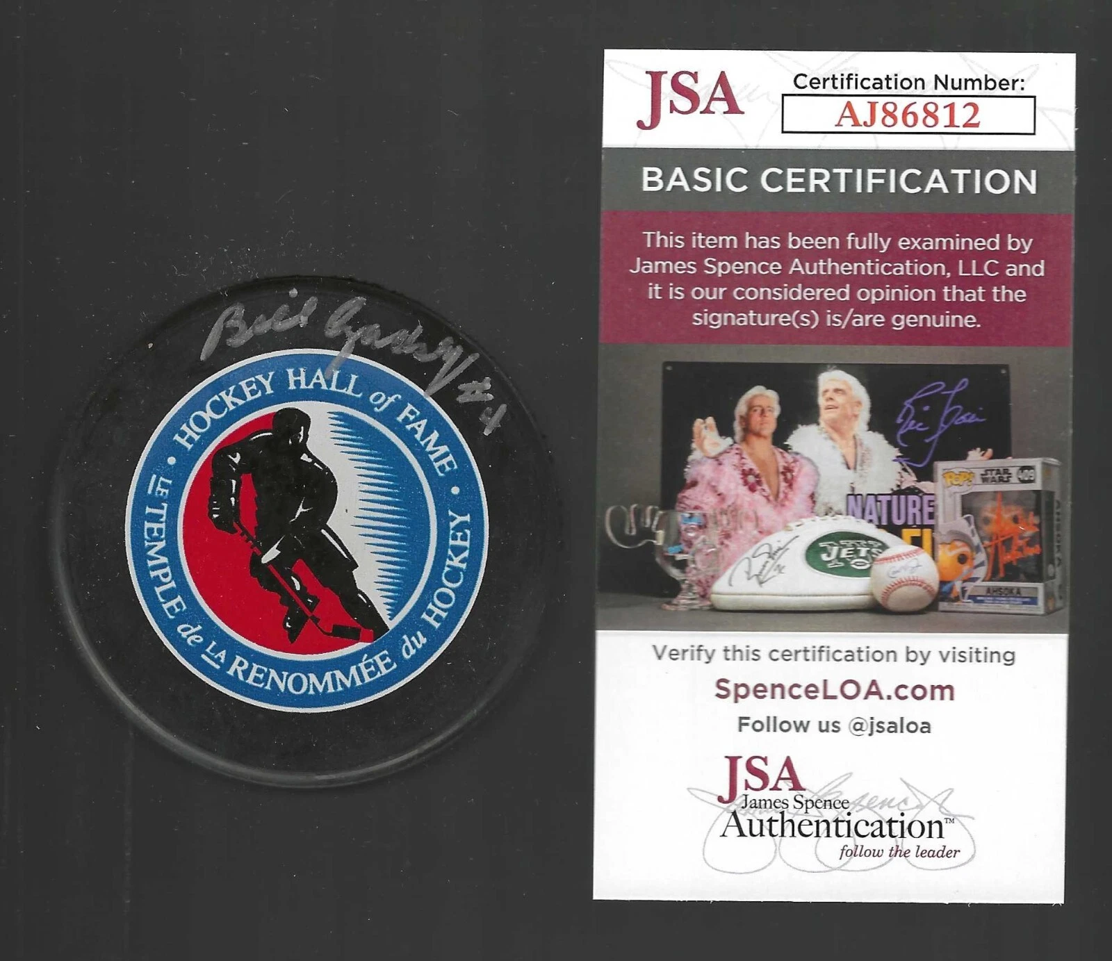 Bill Gadsby Signed Detroit Red Wings Hockey Hall Of Fame Puck JSA COA HOF
