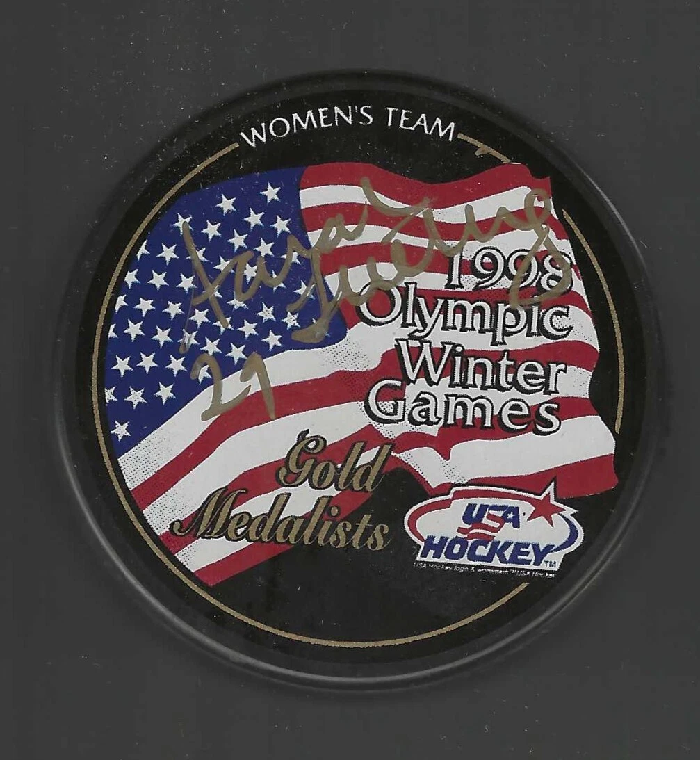 Sarah Tueting Signed Team USA 1998 Olympics Gold Medal Puck
