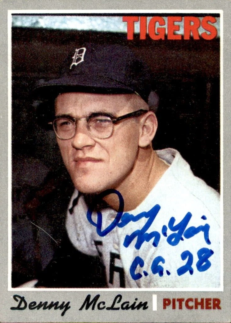Denny McLain Signed & Inscribed 1970 Topps Card #400 Detroit Tigers
