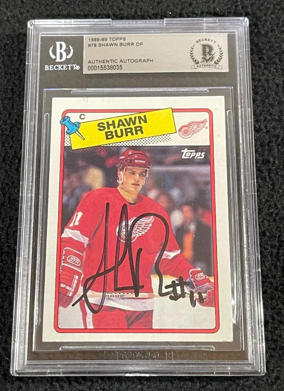 Shawn Burr Signed 1988/89 Topps Card #78 Beckett Certified Detroit Red Wings
