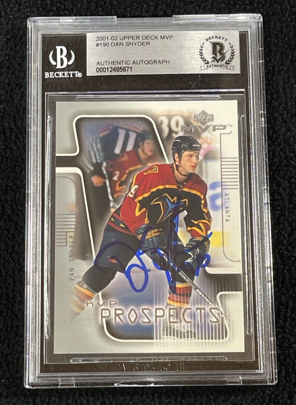 Dan Snyder Signed 2001/02 MVP Rookie Card #190 BAS Certified Thrashers
