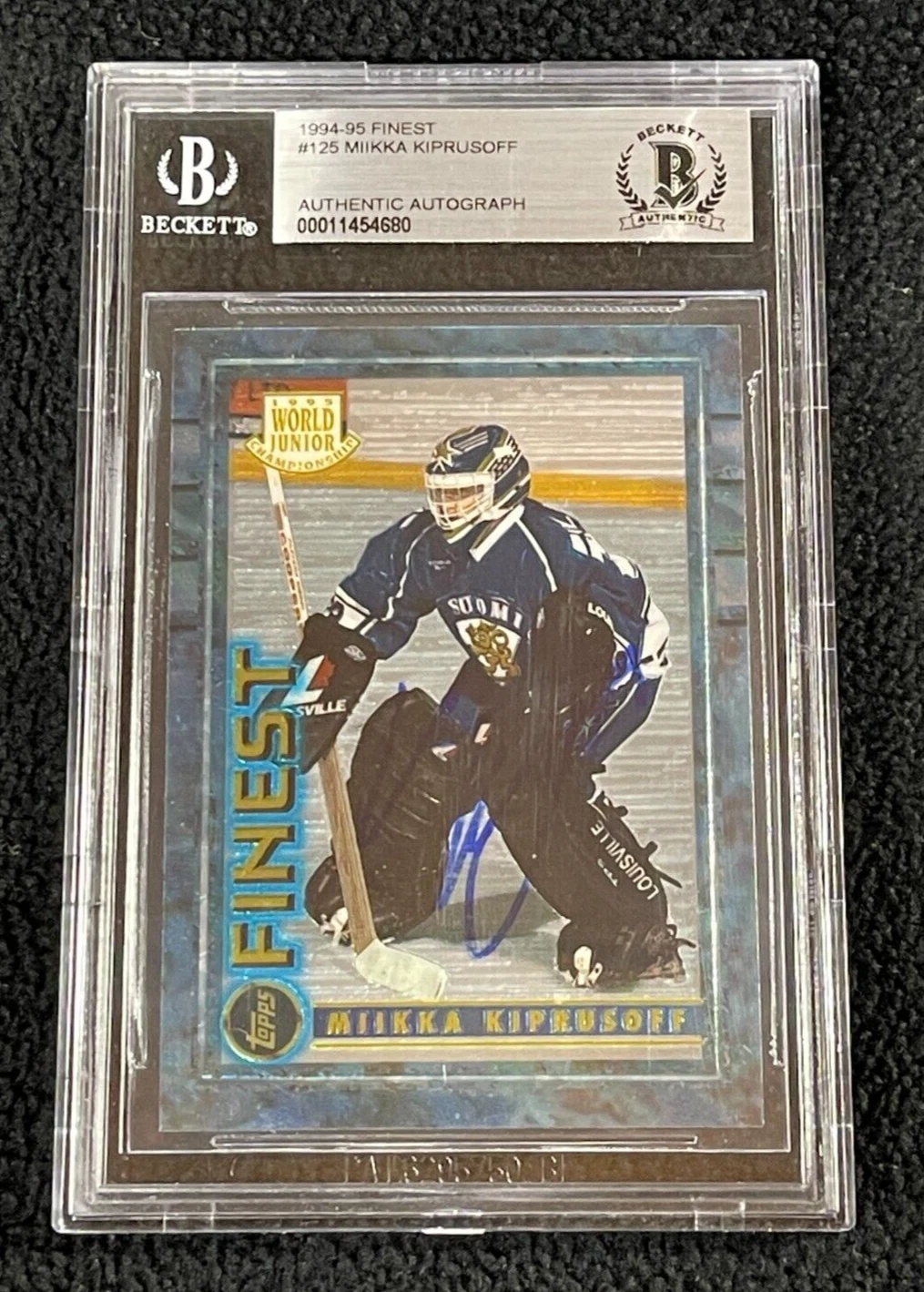 Miikka Kiprusoff Signed 1994/95 Finest Rookie Card #125 BAS Certified Sharks
