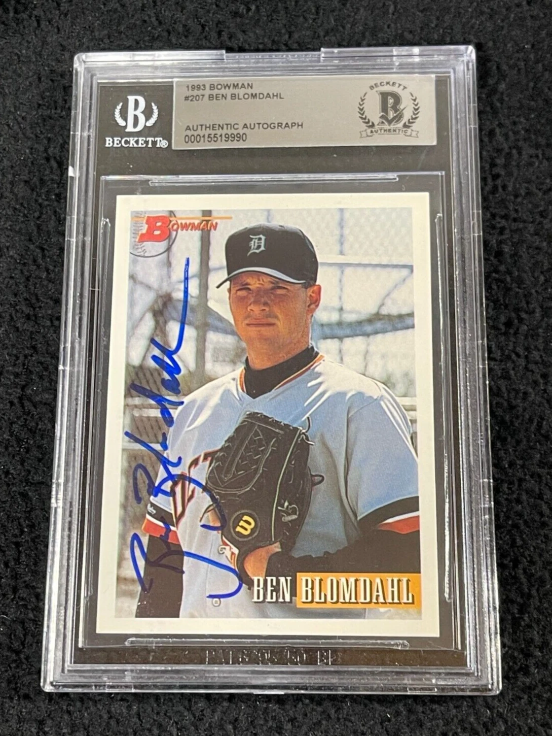 Ben Blomdahl Signed 1993 Bowman Card #207 BAS Certified Detroit tigers
