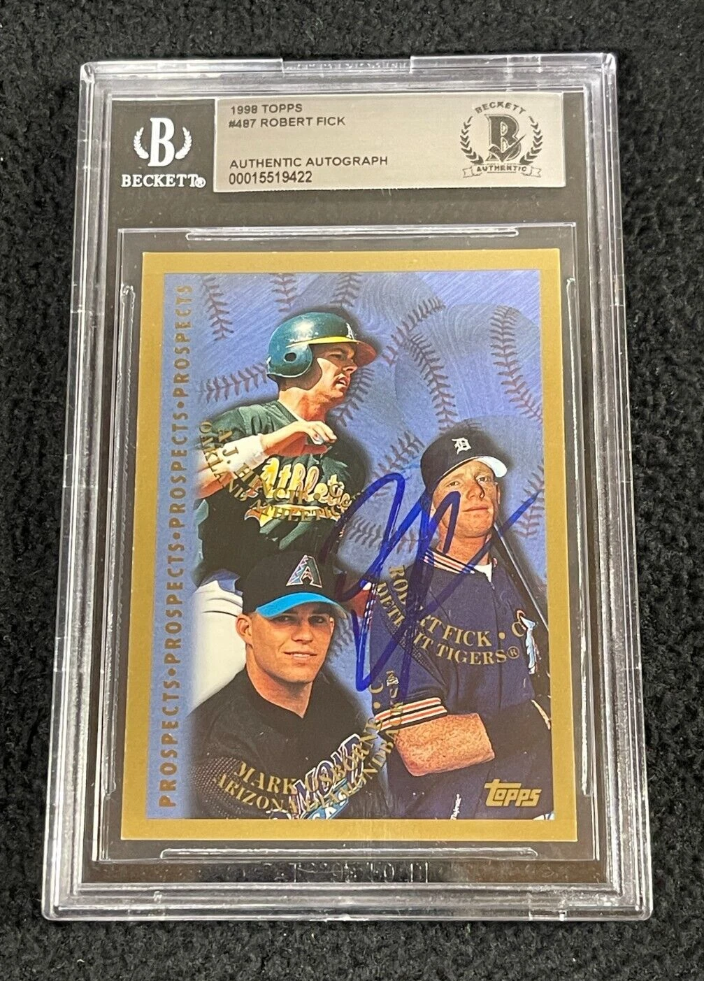 Robert Fick Signed 1998 Topps Rookie Card #497 BAS Certified Detroit tigers
