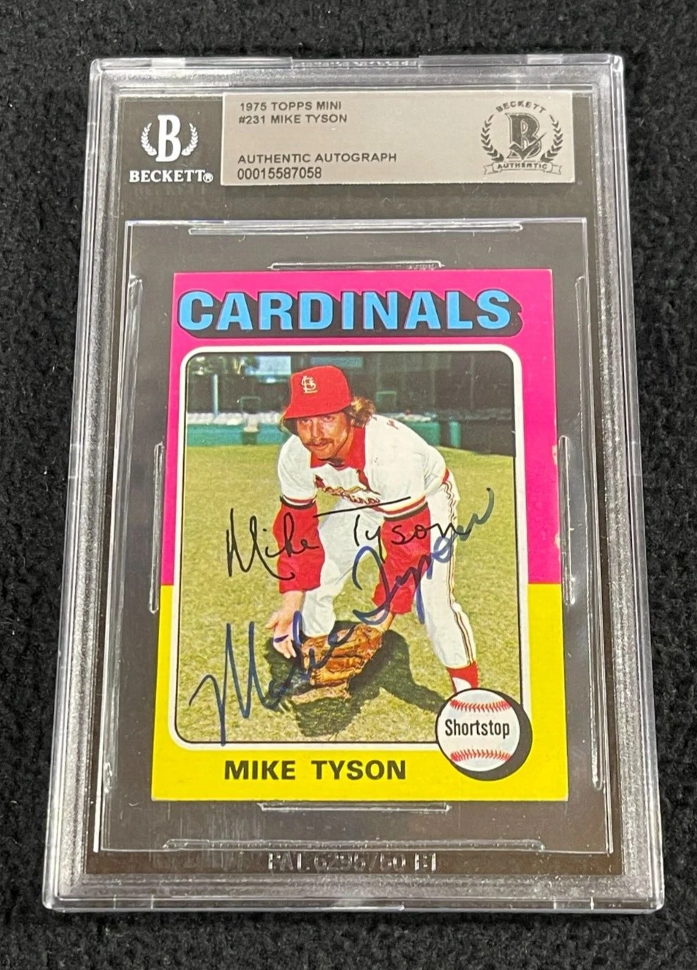Mike Tyson Signed 1975 Topps Mini Card #231 BAS Certified St Louis Cardinals
