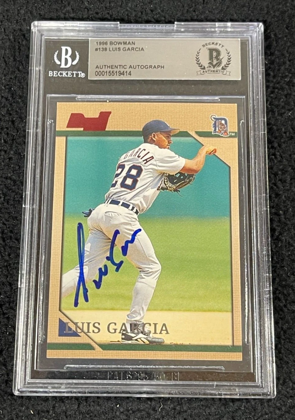 Luis Garcia Signed 1996 Bowman Card #138 BAS Certified Detroit Tigers
