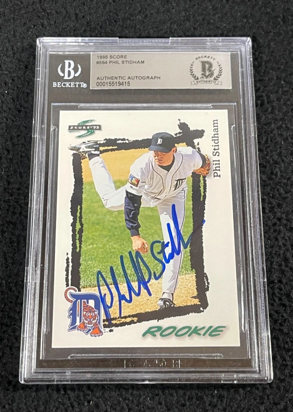 Phil Stidham Signed 1995 Score Card #594 BAS Certified Detroit Tigers
