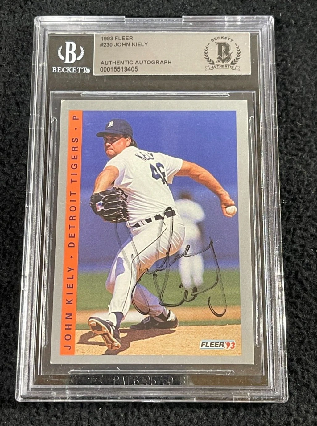 John Kiely Signed 1993 Fleer Card #230 BAS Certified Detroit Tigers
