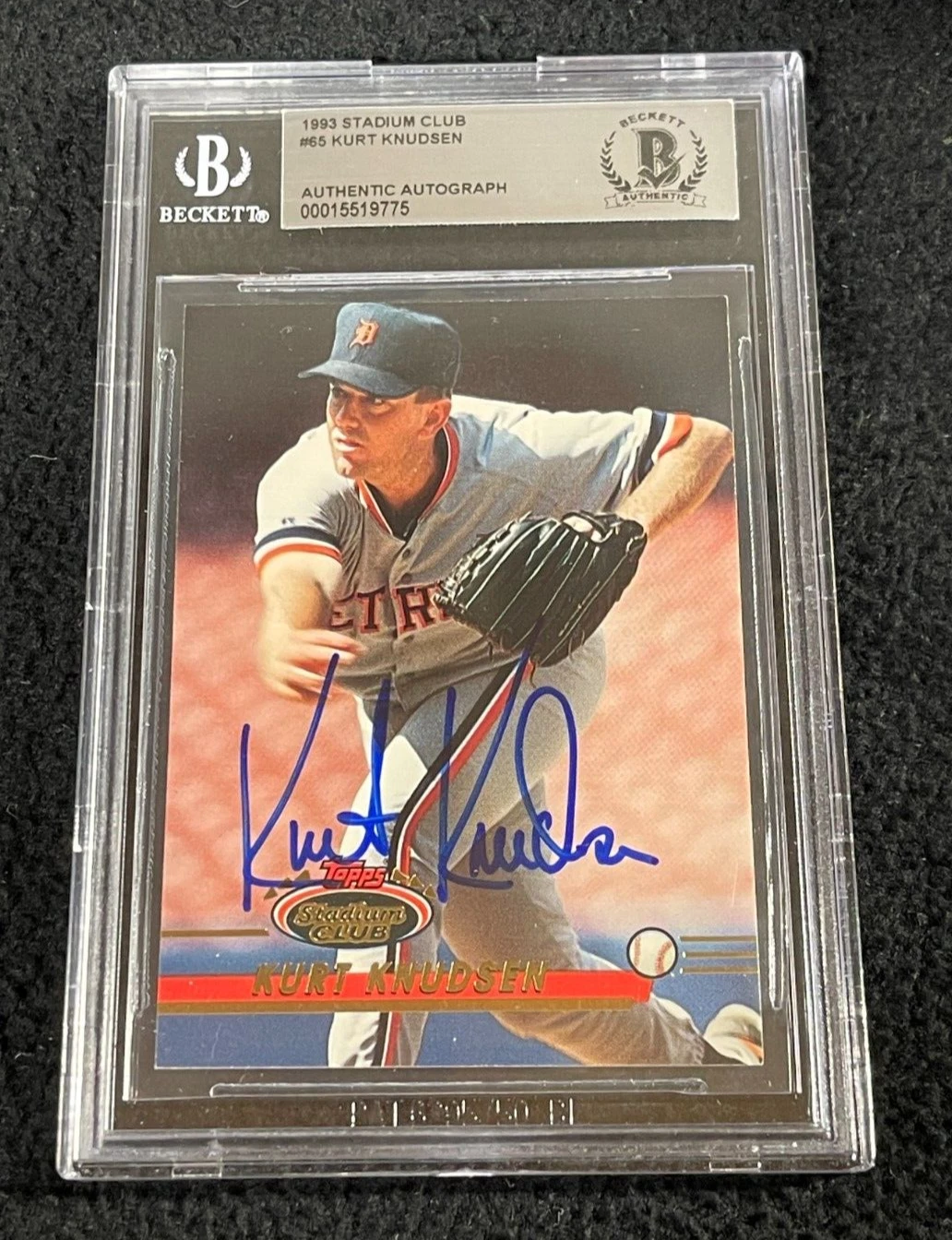 Kirk Knudsen Signed 1993 Stadium Club Card #65 BAS Certified Detroit Tigers
