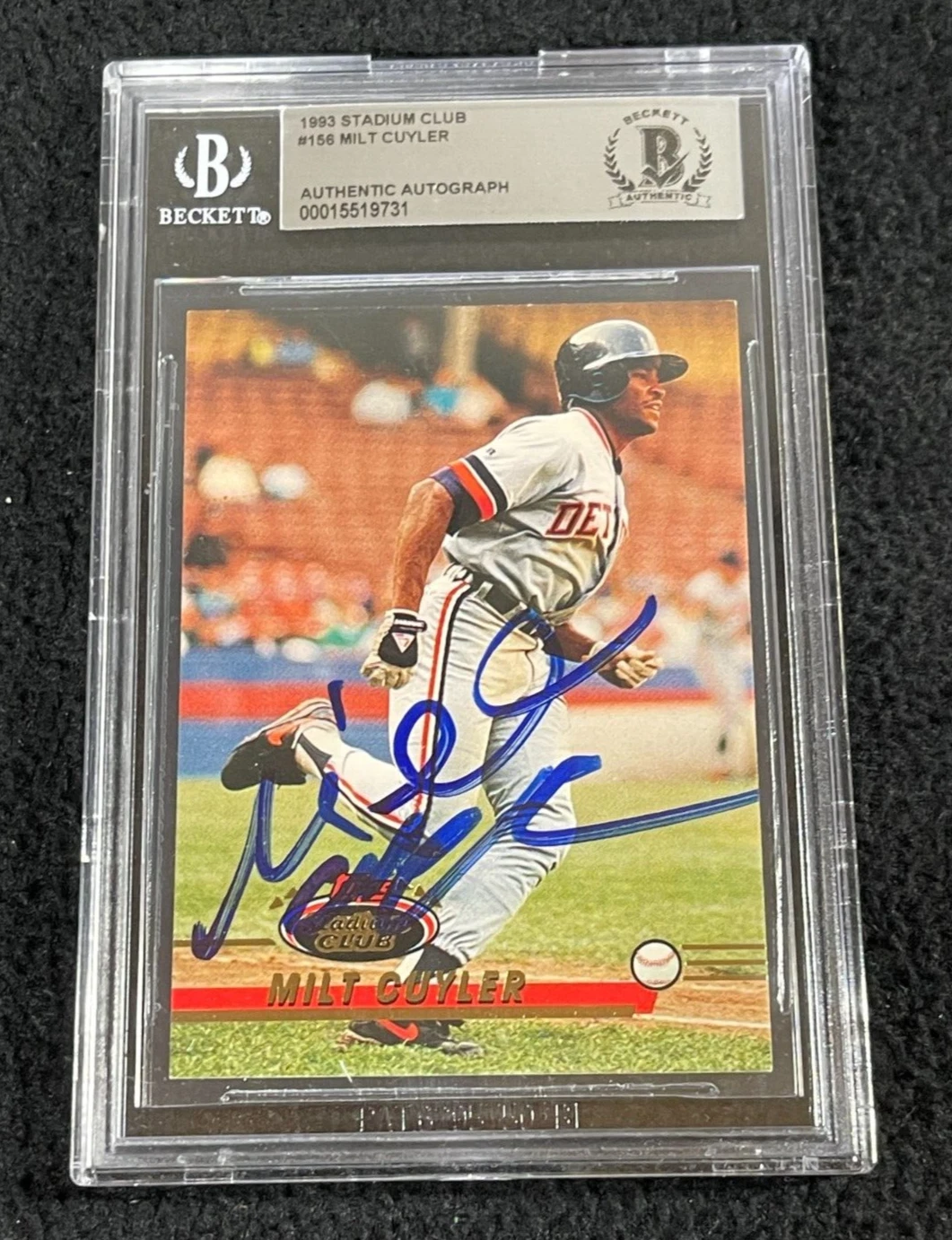 Milt Cuyler Signed 1993 Stadium Club Card #156 BAS Certified Detroit Tigers
