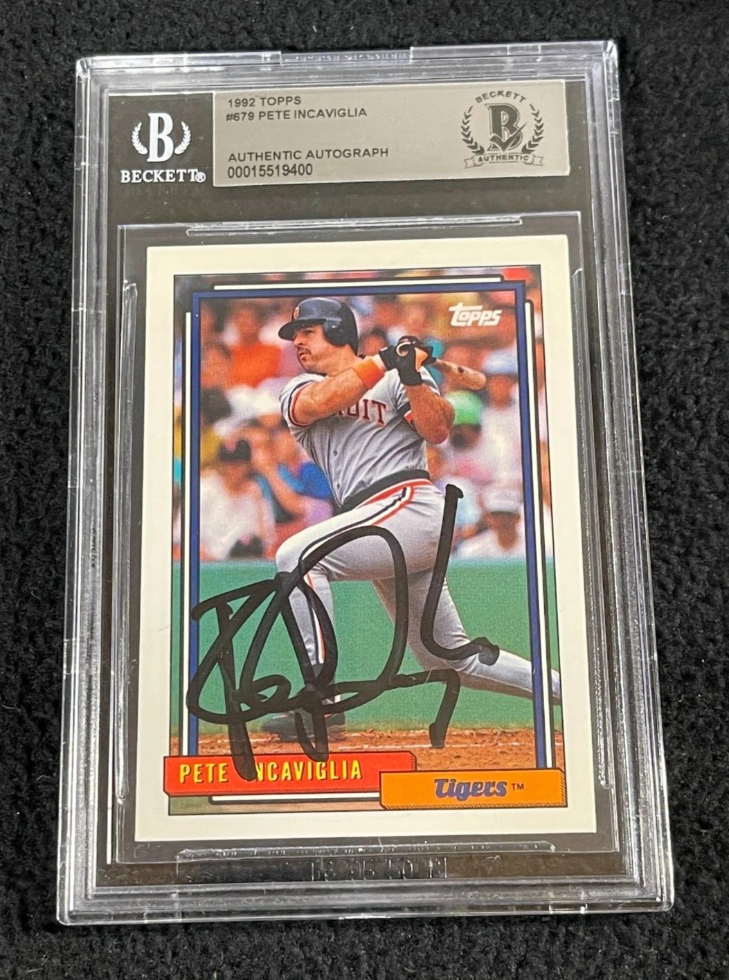 Pete Incaviglia Signed 1992 Topps Card #679 BAS Certified Detroit Tigers
