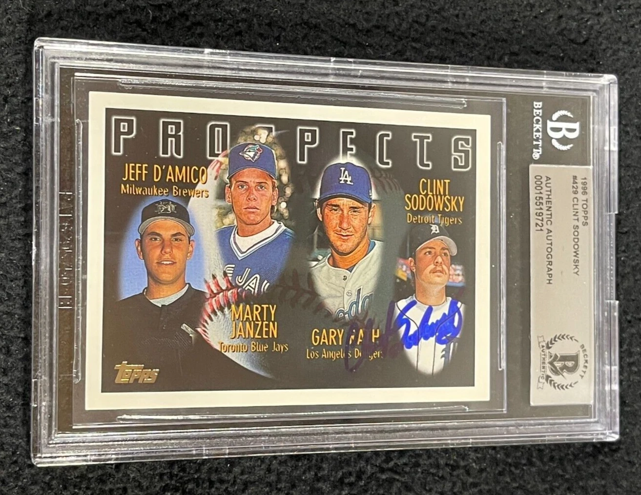 Clint Sodowsky Signed 1996 Topps Card #429 BAS Certified Detroit Tigers
