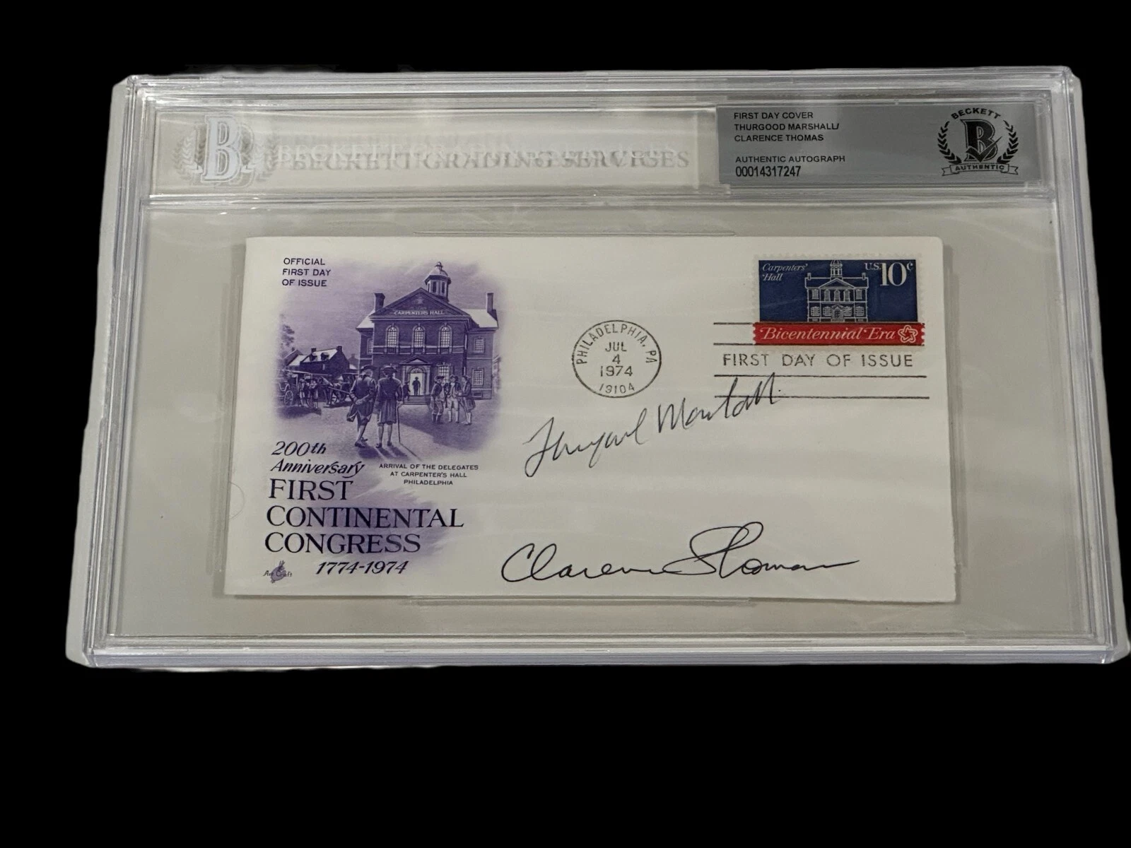 Thurgood Marshall Clarence Thomas US Supreme Court Signed Autograph FDC BAS Slab
