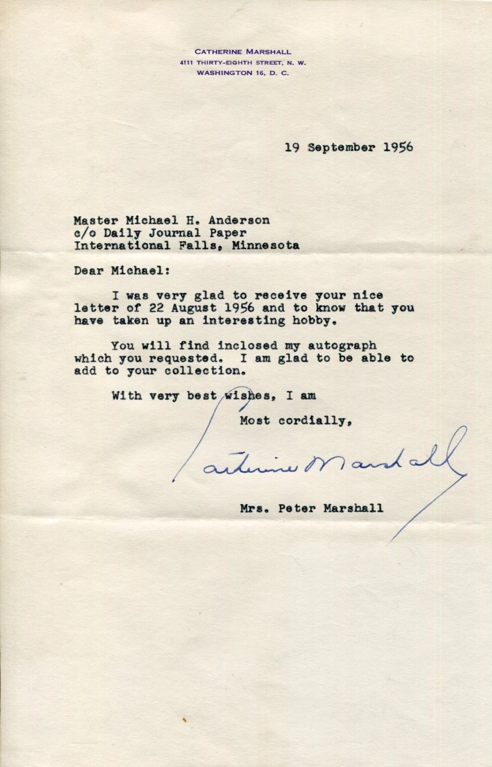 Catherine Marshall A Man Called Peter Christy Chosen Books Signed Autograph TSL
