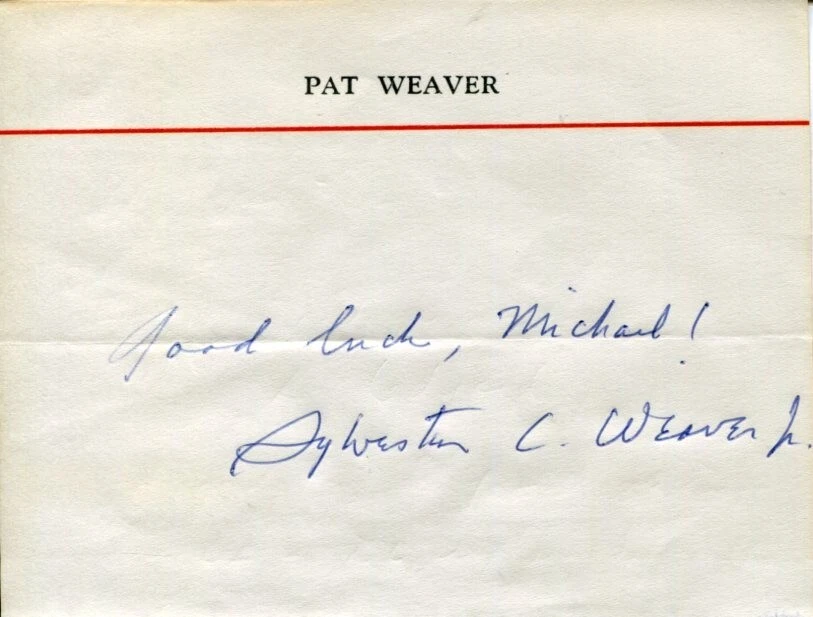 Sylvester Pat Weaver President of NBC Sigourney Weaver Father Signed Autograph
